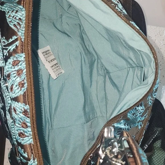 Petunia Pickle Bottom baby chic diaper bag nwot teal/brown vintage - Picture 10 of 11